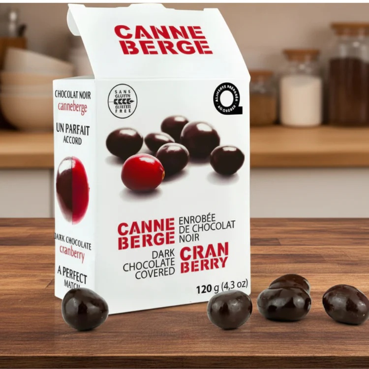 Canneberges enrobées de chocolat noir
